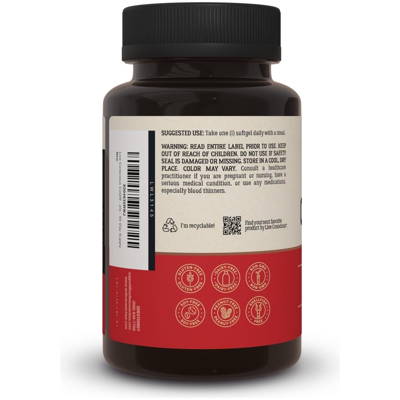 Live Conscious CoQWell 60 Softgels | Advanced CoQ10 Formula for Heart, Energy & Immune Support