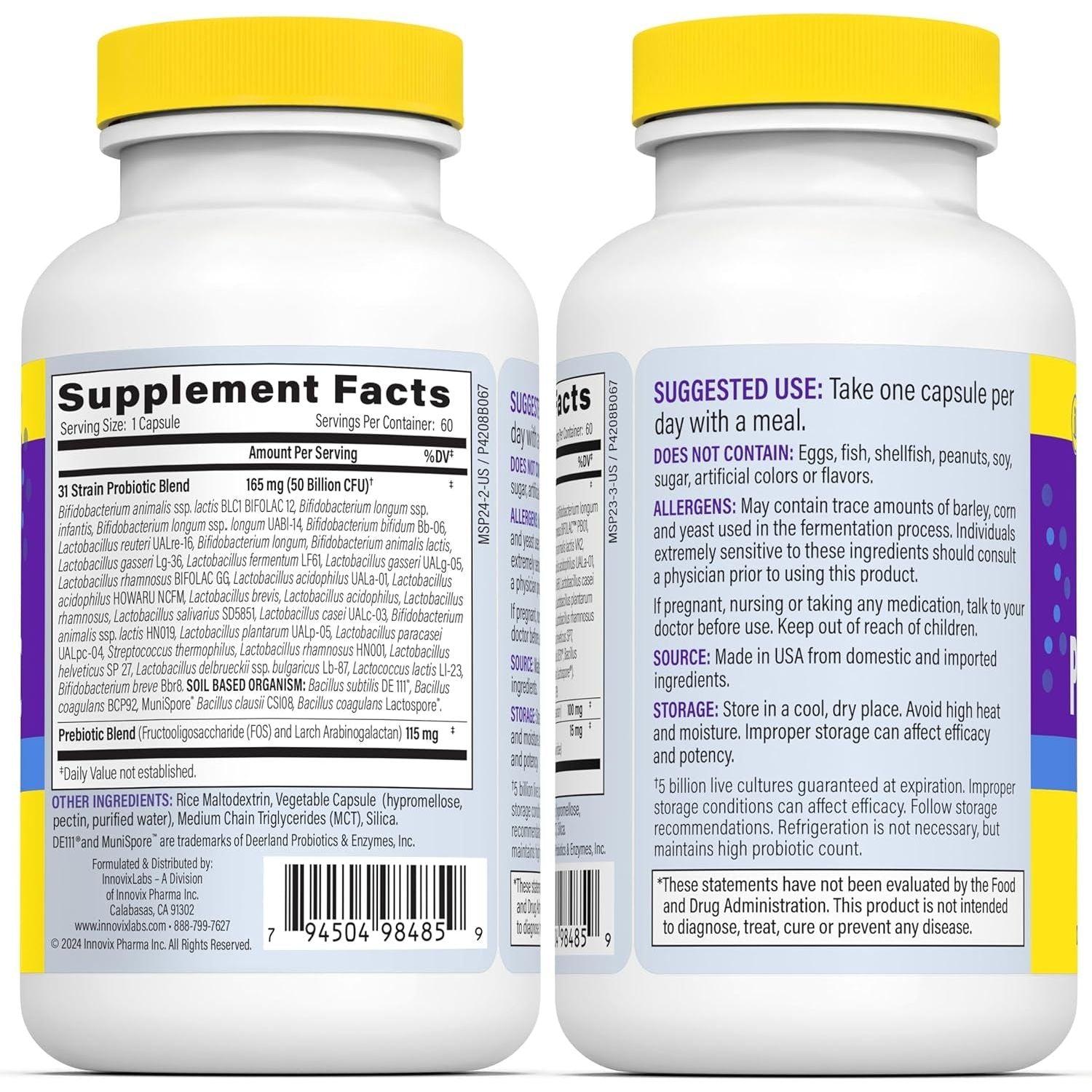 InnovixLabs Multi-Strain Probiotics 60 Capsules 50 Billion CFU | 31 Strains + Prebiotics | Gut Health, Digestion & Immunity for Women & Men