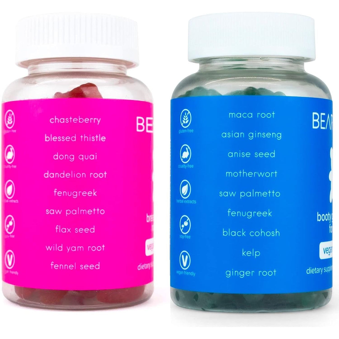 BEARVANA Top Support & Peach Support Combo Pack Gummies for Women | 9 Herbal Extracts + Essential Vitamins | Berry Flavour 60 Gummies