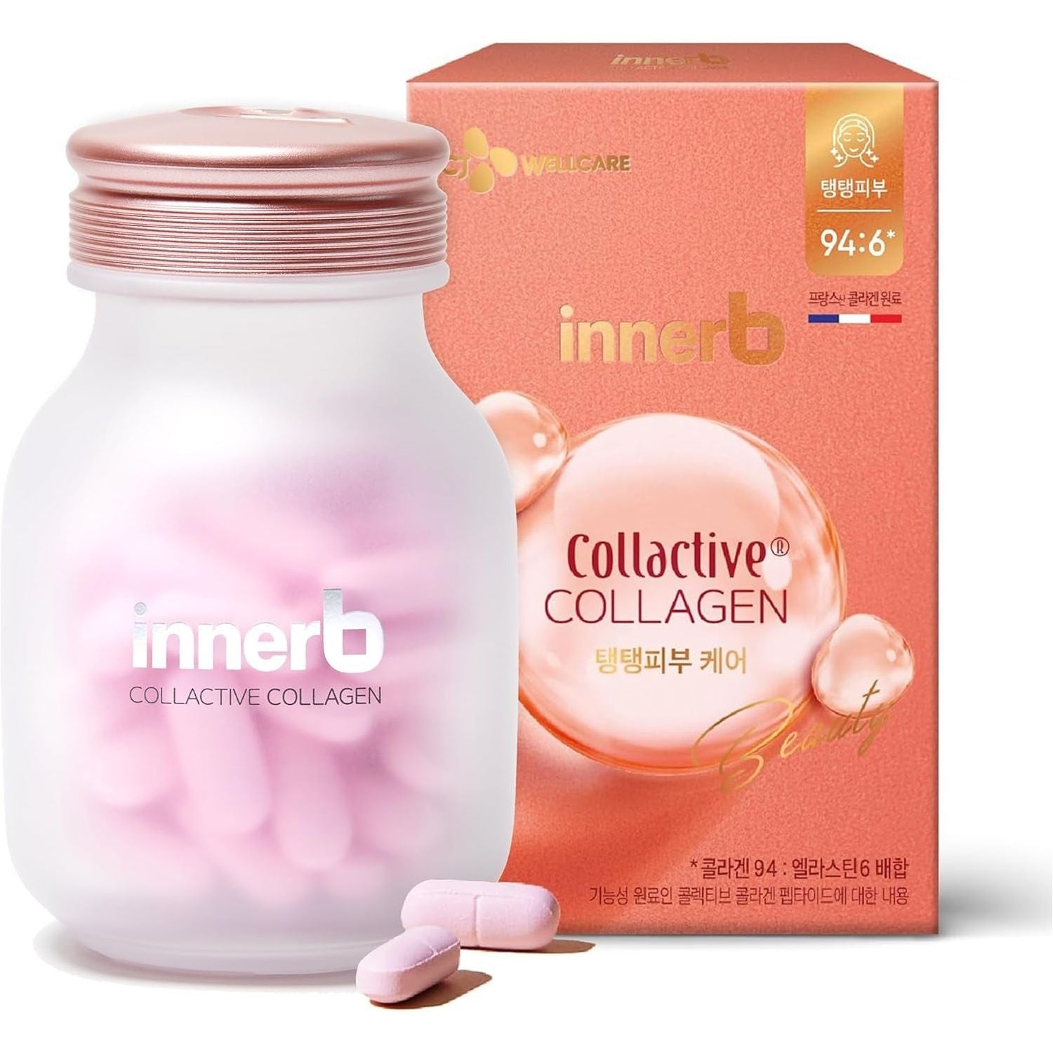 CJ Wellcare Innerb Collactive Collagen - 84 Tablets | Premium French Marine Collagen for Youthful, Elastic Skin