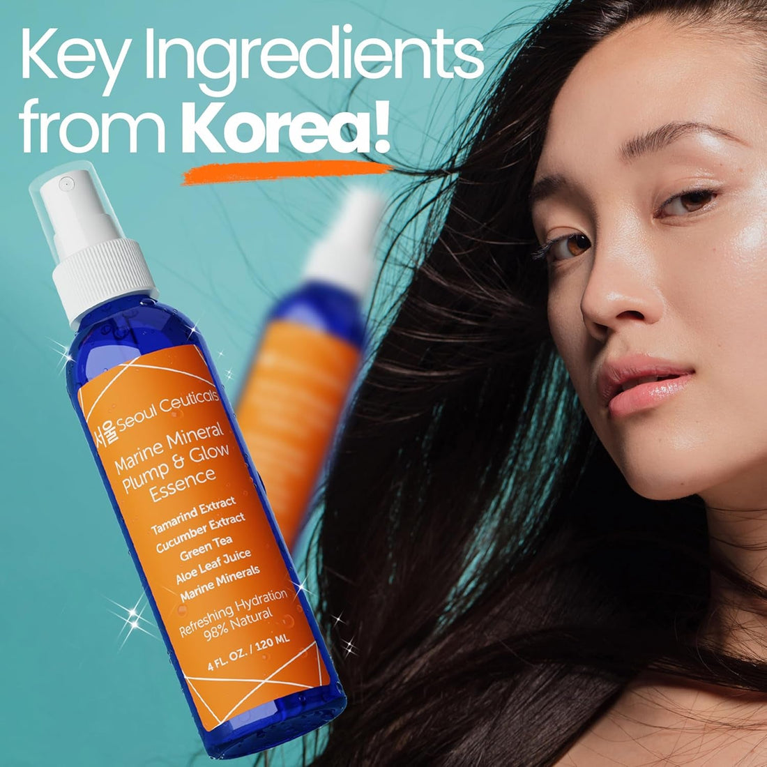 SeoulCeuticals Marine Mineral Plump & Glow Essence 120ml | Hydrating K-Beauty Essence with Aloe, Cucumber & Tamarind