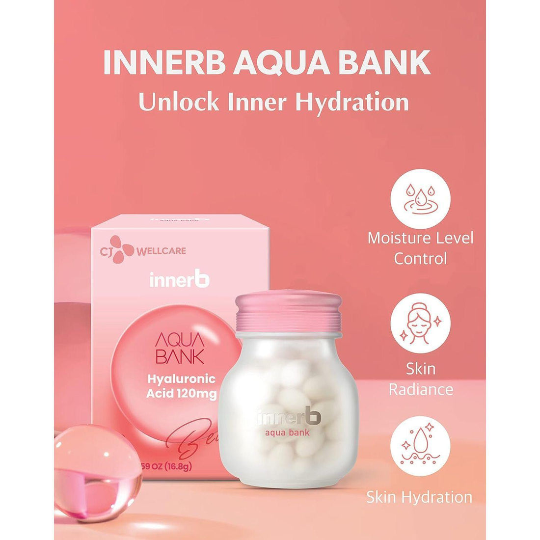CJ Wellcare Innerb Aqua Bank - 56 Capsules | Deep Hydration & Skin Moisture Retention