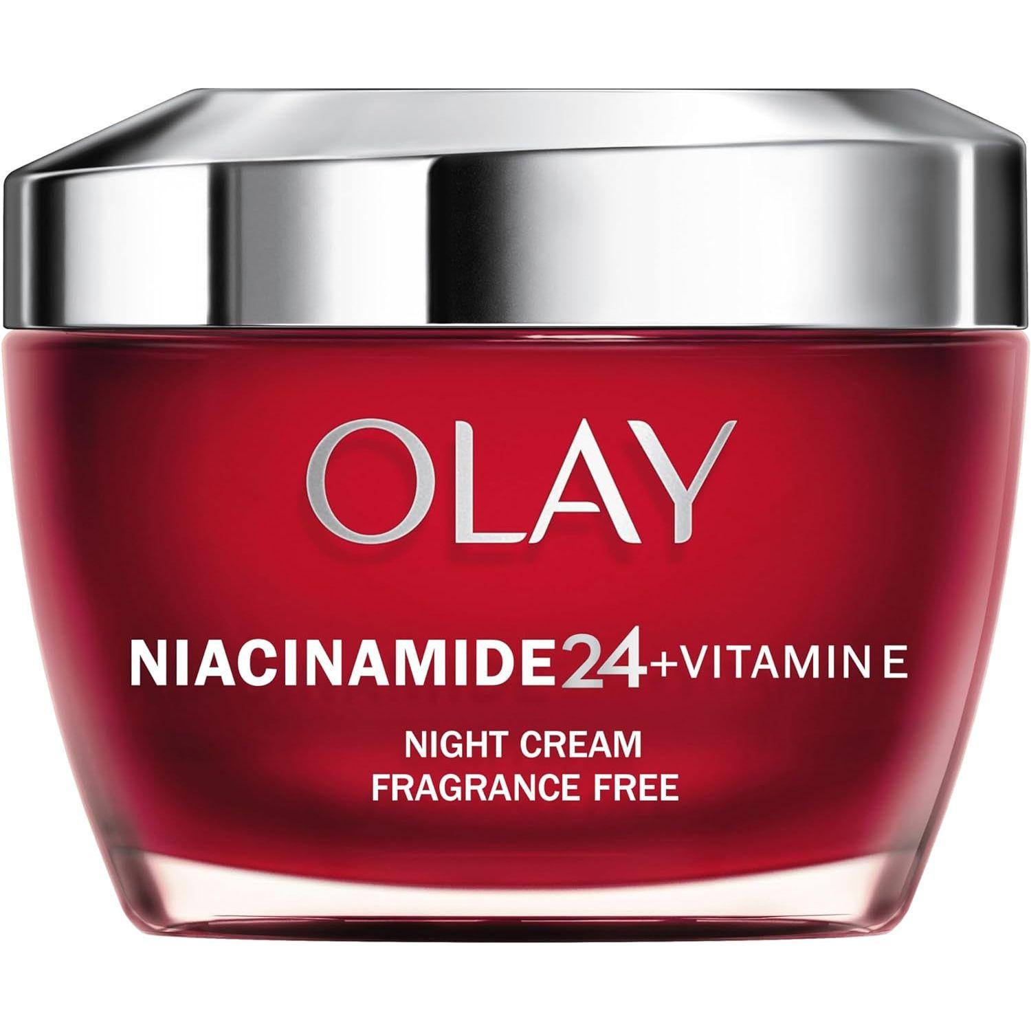Olay Niacinamide 24 + Vitamin E Moisturiser Night Cream 50ml | Overnight Skin Renewal with Shea Butter