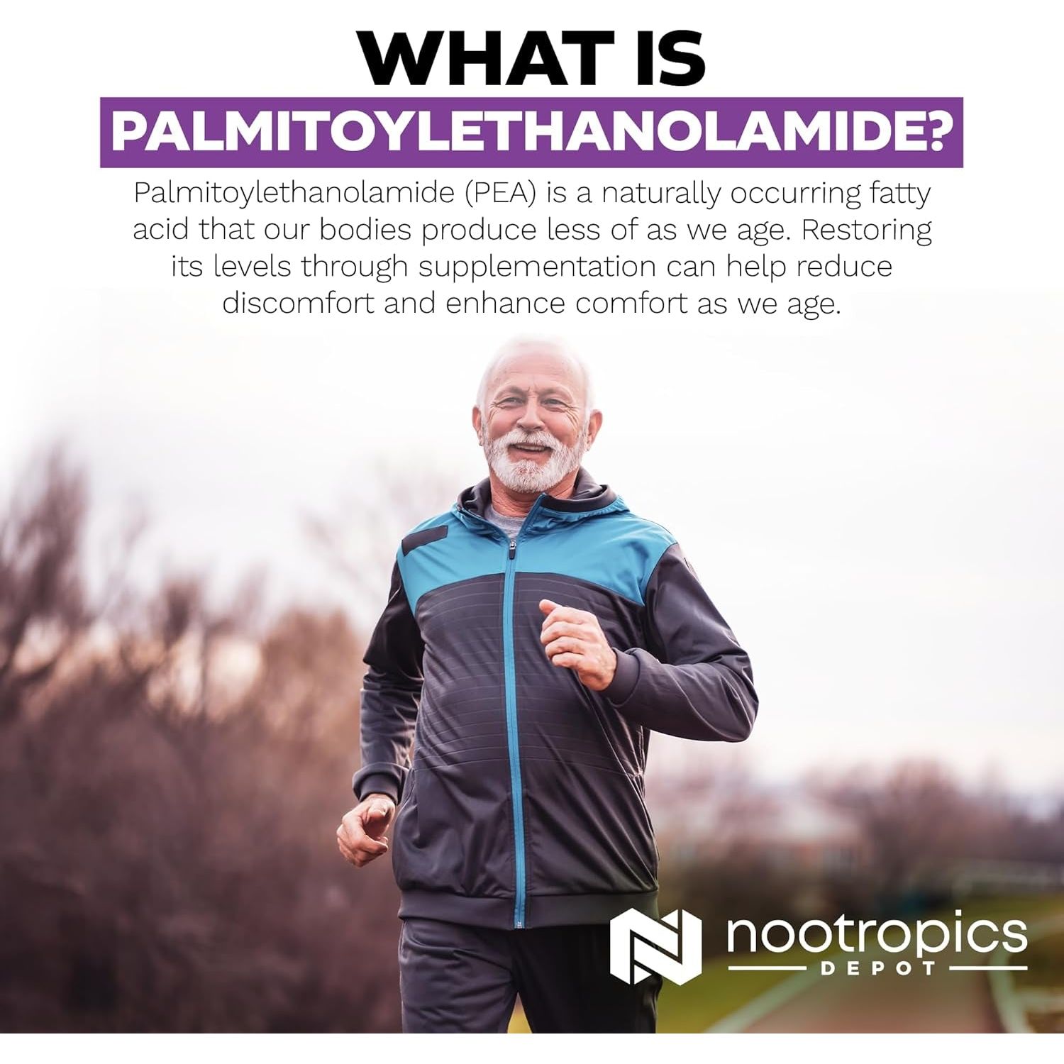 Nootropics Depot Palmitoylethanolamide Capsules 400mg 180 Capsules | Natural Discomfort & Nerve Support