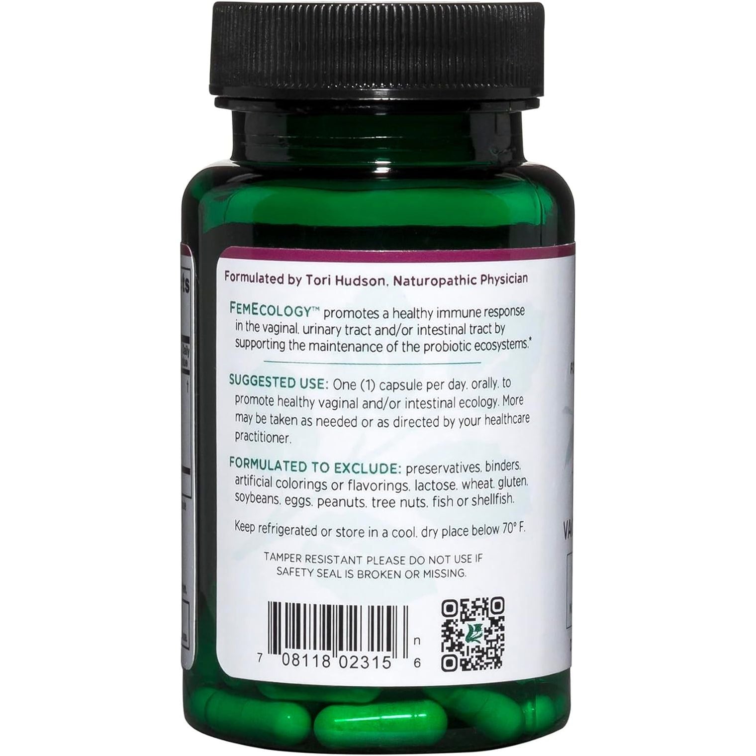 Vitanica FemEcology – 30 Capsules Vaginal & Gut Probiotic for Women’s Microflora & pH Balance