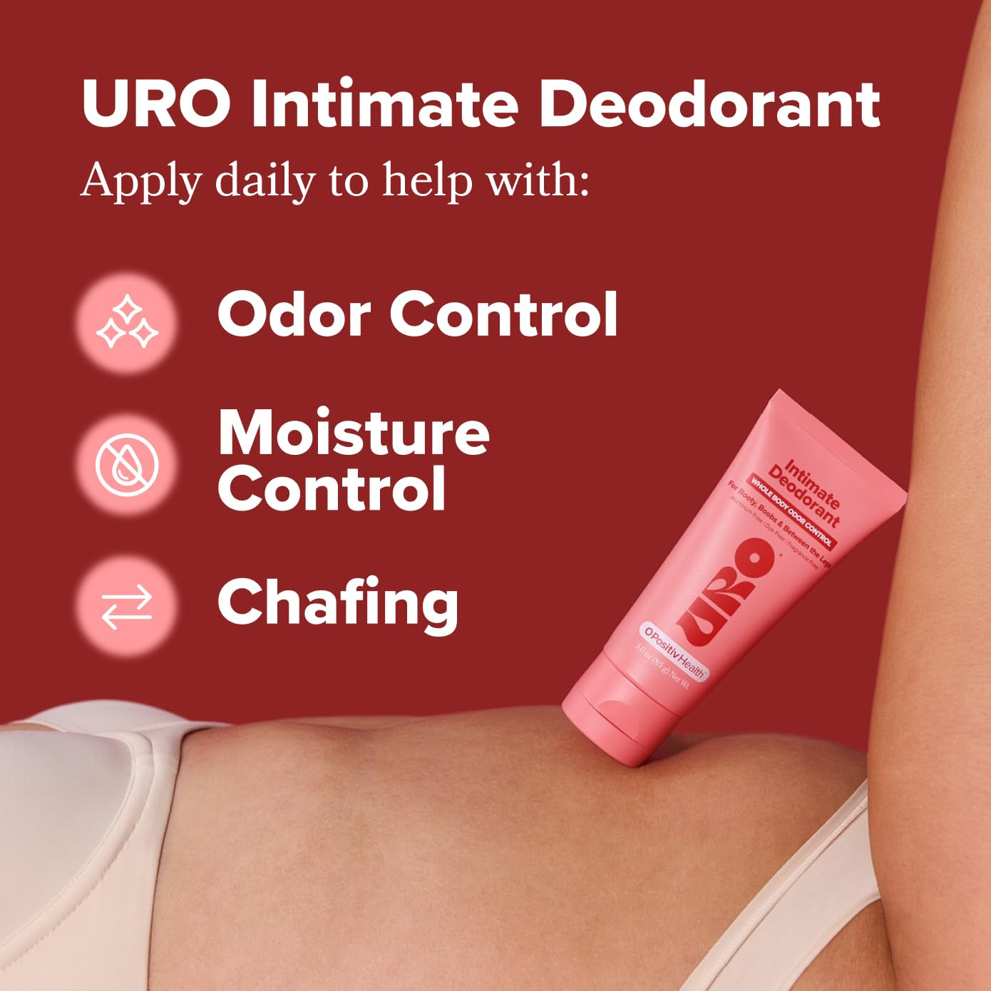 O Positiv URO Intimate Deodorant – 85g | Aluminum-Free, Unscented Whole Body Odor Control for Sensitive Skin
