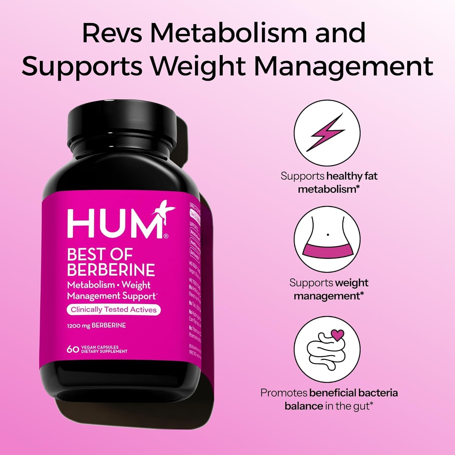 HUM Best of Berberine 60 Capsules | Clinically-Proven Metabolic Support