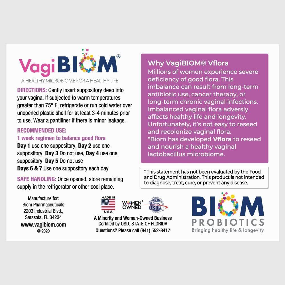 VagiBiom VFlora: 5-Day Advance Intimate Flora Balancer - 5 Suppositories | pH Balance & Vaginal Health Support
