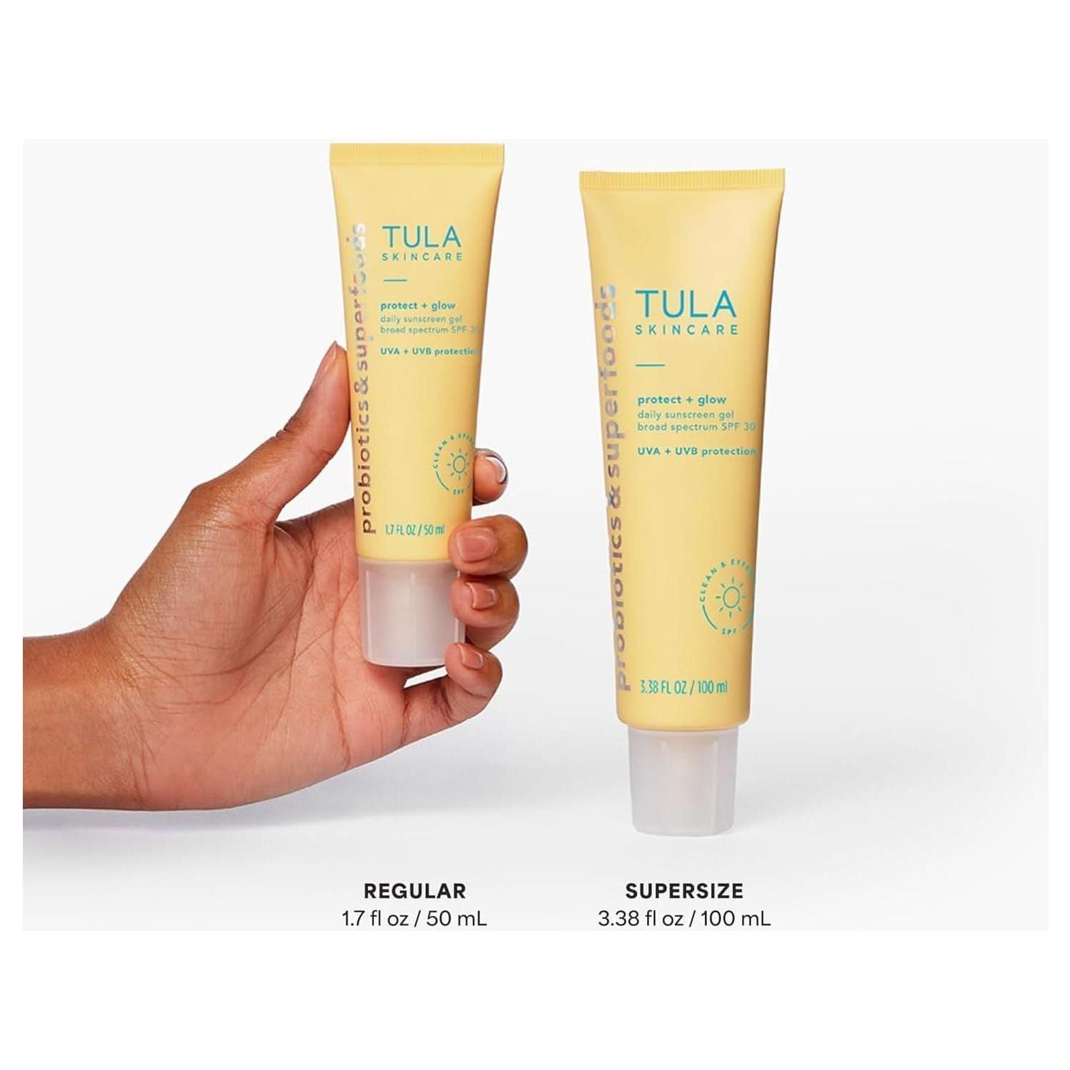 TULA Skincare Protect + Glow Daily Sunscreen Gel - 50ml | SPF Protection & Radiance