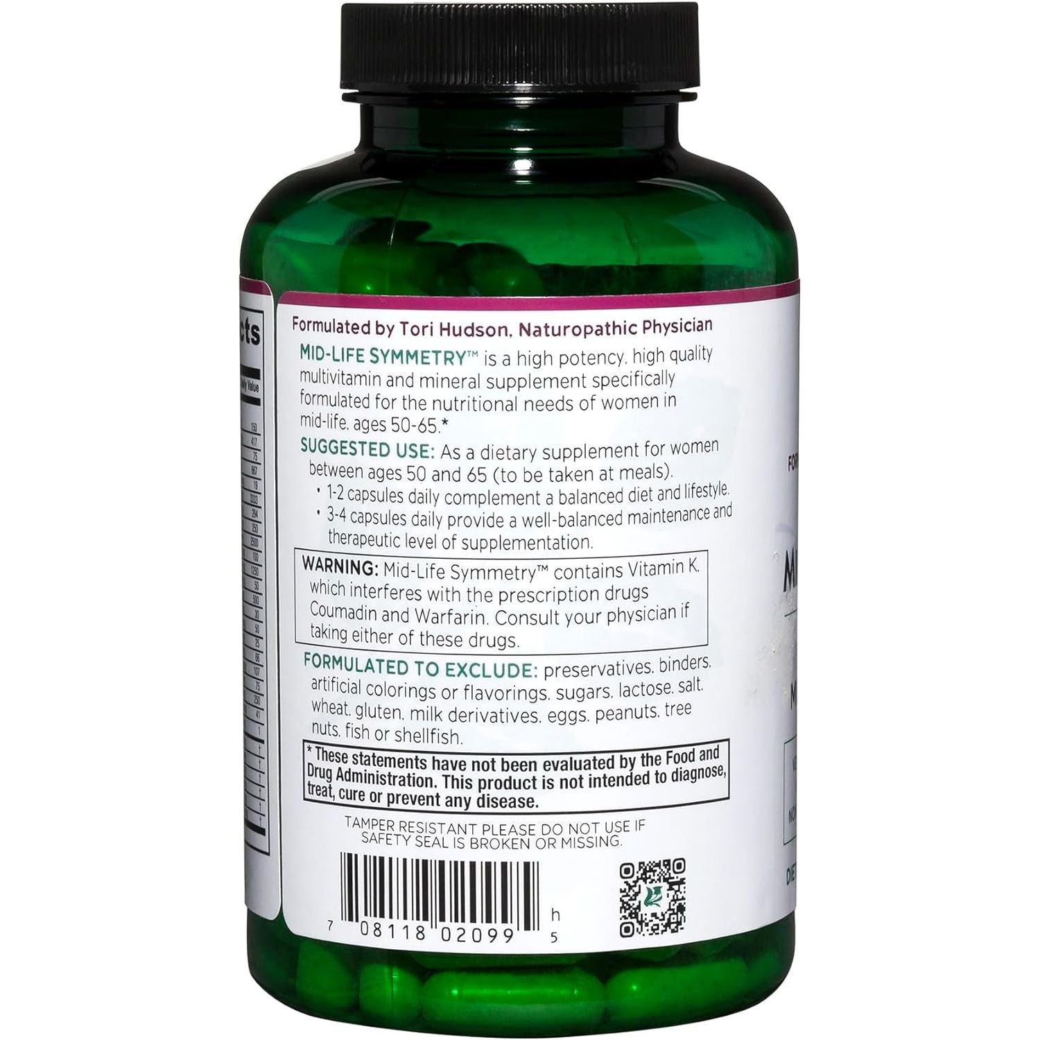 Vitanica Mid-Life Symmetry 180 Capsules | Multivitamin for Women 50-65 Supporting Bone, Heart & Hormonal Health