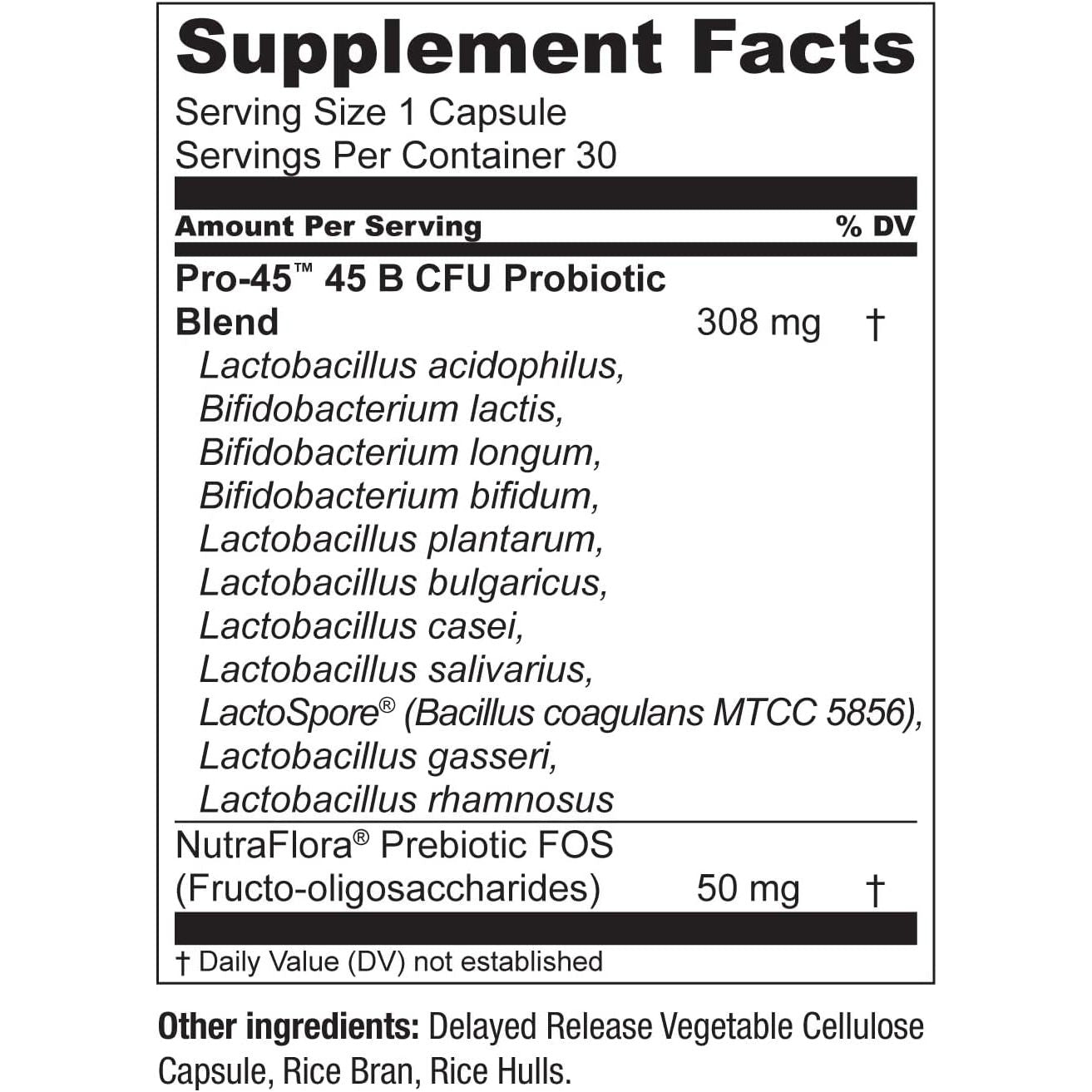 Live Conscious Potent Probiotics PRO-45 30 Capsules | 45 Billion CFU for Digestive, Immune & Gut-Brain Health