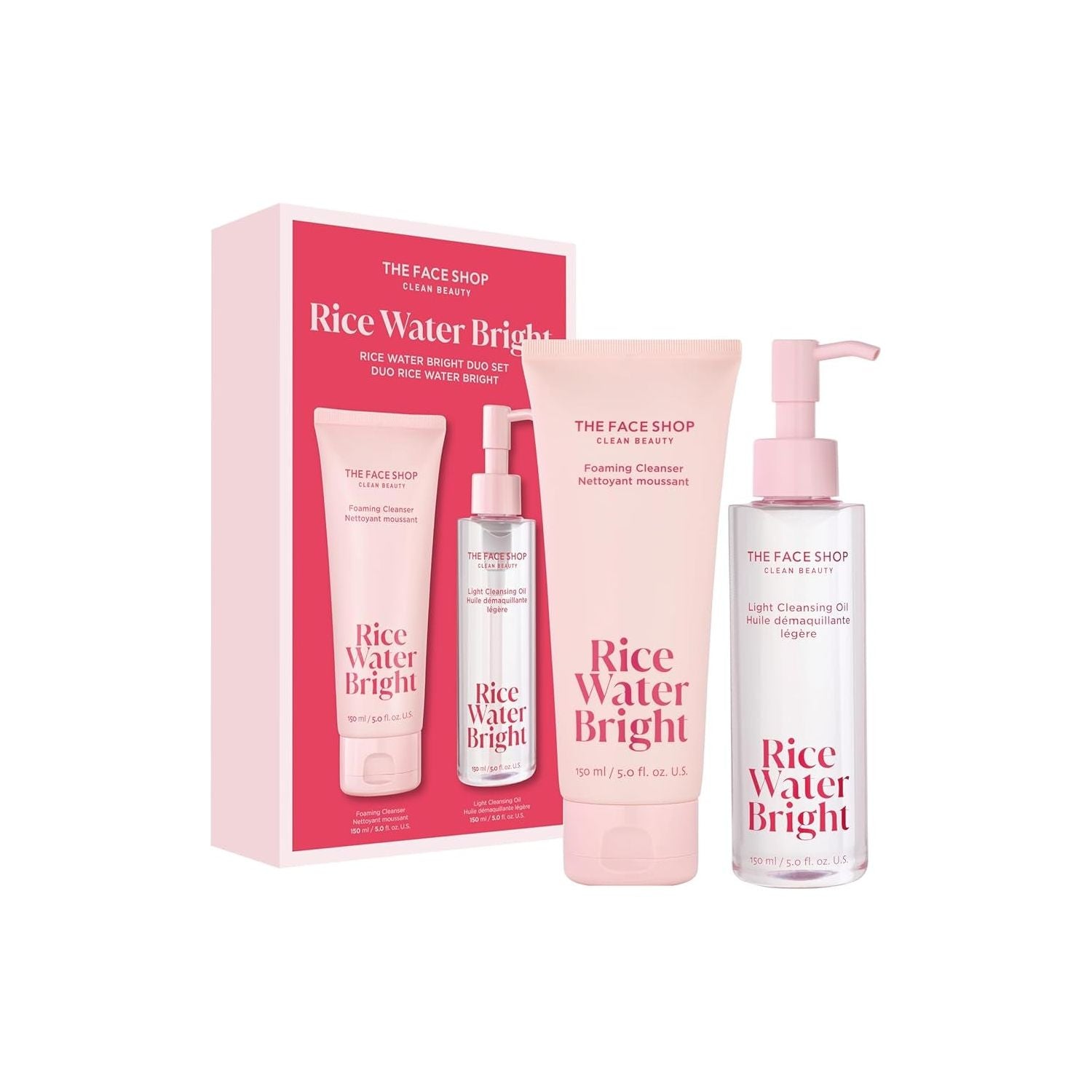 The Face Shop Rice Water Bright Duo Set | Gentle & Brightening Double Cleansing