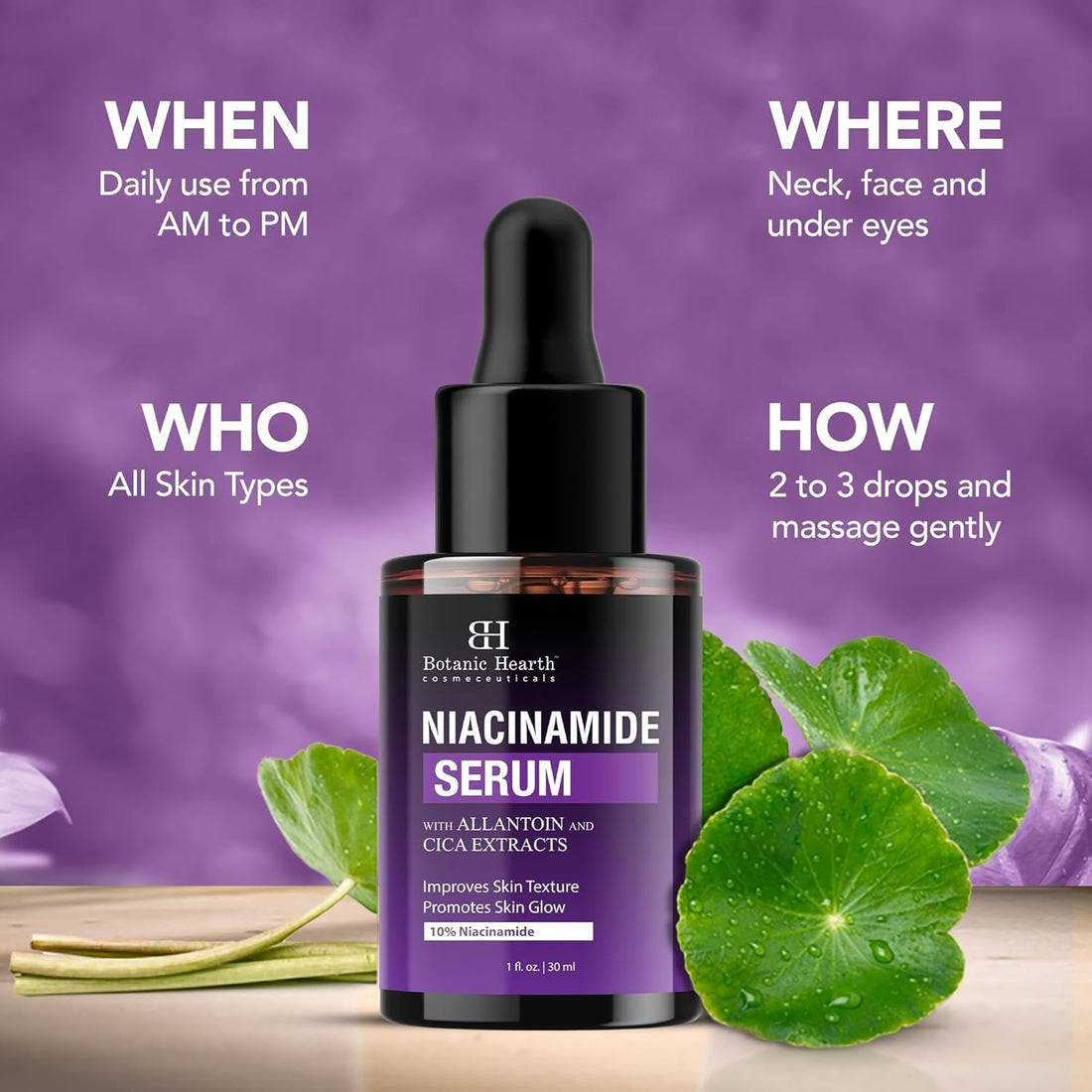 Botanic Hearth Niacinamide Serum 30ml | Pore-Refining, Brightening Serum for Glowing, Even Skin