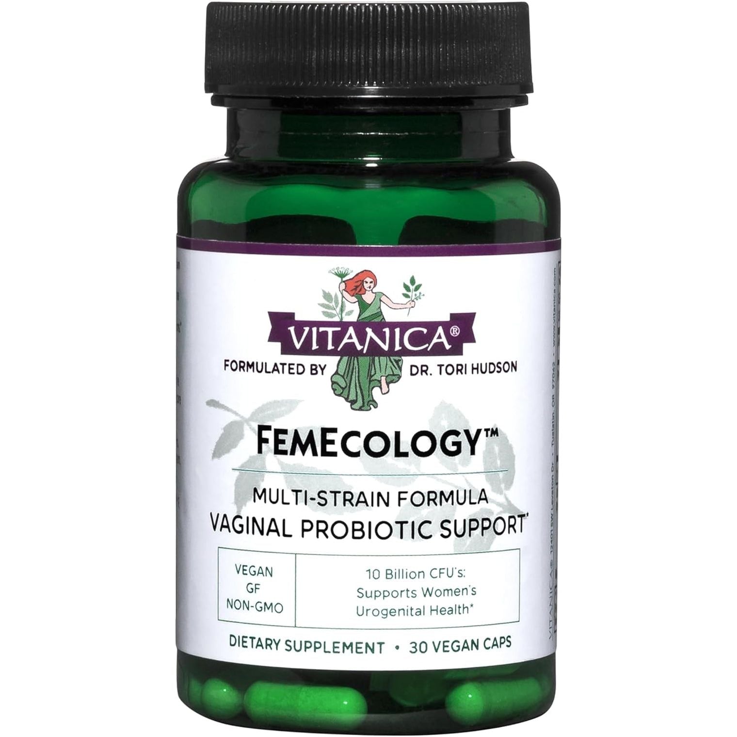 Vitanica FemEcology – 30 Capsules Vaginal & Gut Probiotic for Women’s Microflora & pH Balance