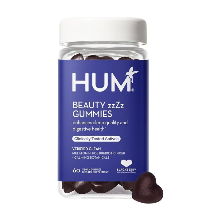 HUM Beauty zZzz Gummies 60 Capsules | Natural Sleep Support with Melatonin, Vitamin B6 & Soothing Botanicals