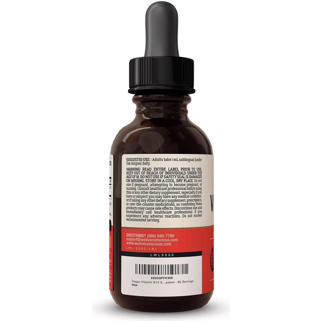 Live Conscious Vegan B12 60ml | Fast-Absorbing Energy & Immune Support with Methylcobalamin (5000mcg)