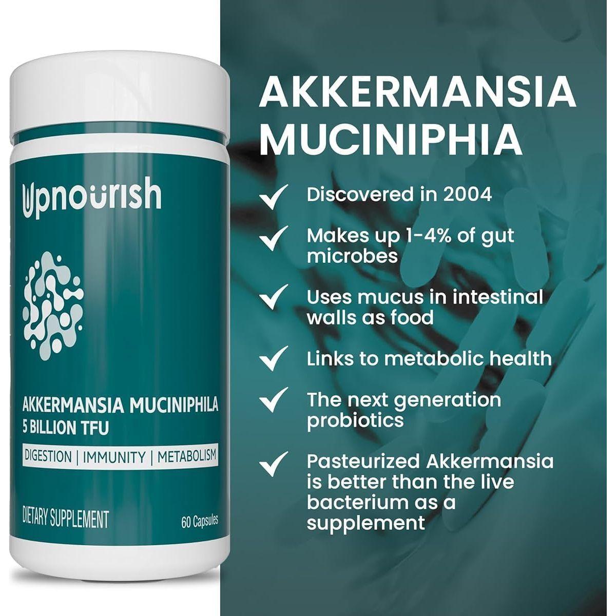 UpNourish Akkermansia Muciniphila - 60 Capsules | Advanced Gut Health & Metabolism Support