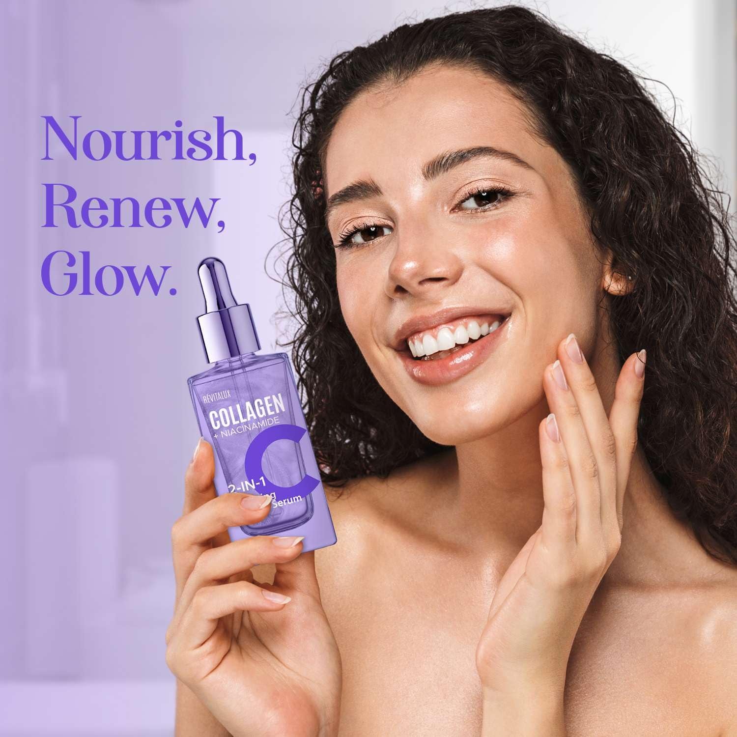 RevitaLux Collagen & Niacinamide 2-In-1 Plumping Priming Serum & 2 fl. oz Hydrating & Firming Korean Skincare for Radiant, Youthful Skin