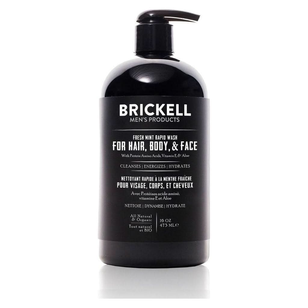 Brickell Rapid Wash Fresh Mint 473ml | 3-in-1 Body, Hair & Face Wash for Men Brickell