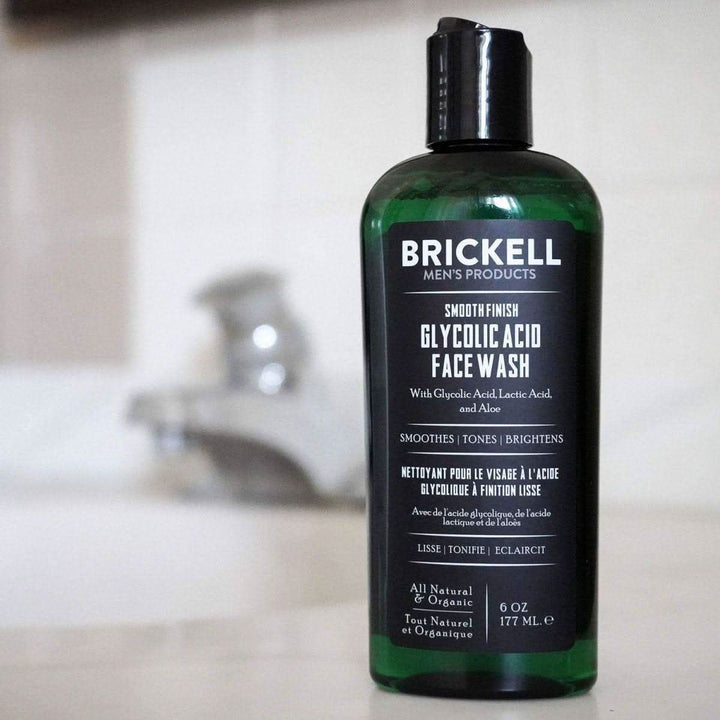 Brickell Smooth Finish Glycolic Acid Face Wash 177ml | Exfoliating & Brightening Cleanser Brickell