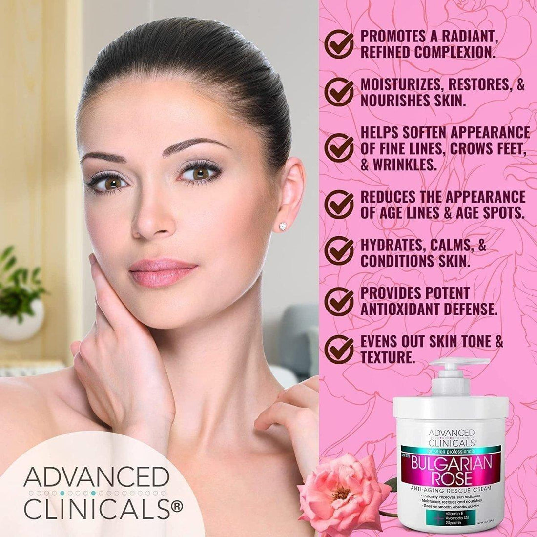 Advanced Clinicals Bulgarian Rose Anti-Aging Rescue Cream - 473g Advanced Clinicals