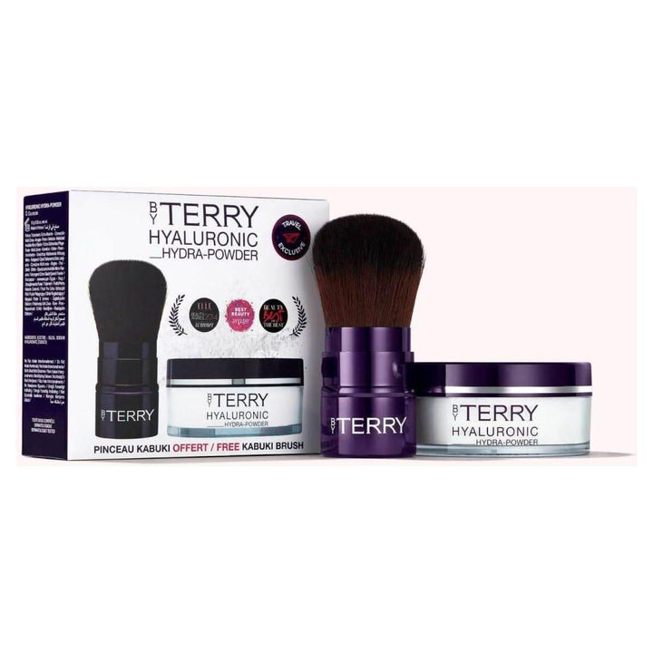 BY TERRY Hyaluronic Hydra Powder Kabuki Set | Flawless Matte Finish with Hydrating Setting Powder &amp; Pro Kabuki Brush