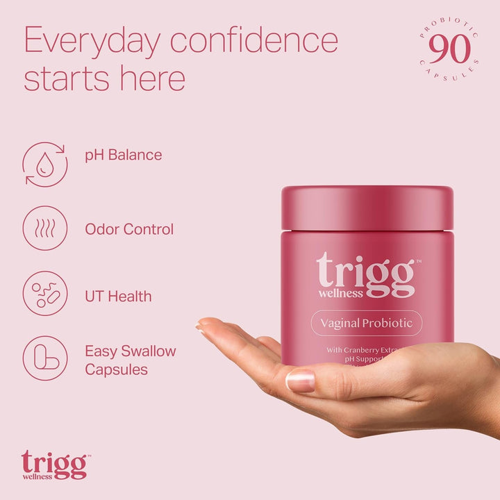 Trigg Vaginal Probiotics – 90 Capsules | Daily Feminine Health, pH & Odor Balance with Cranberry & D-Mannose