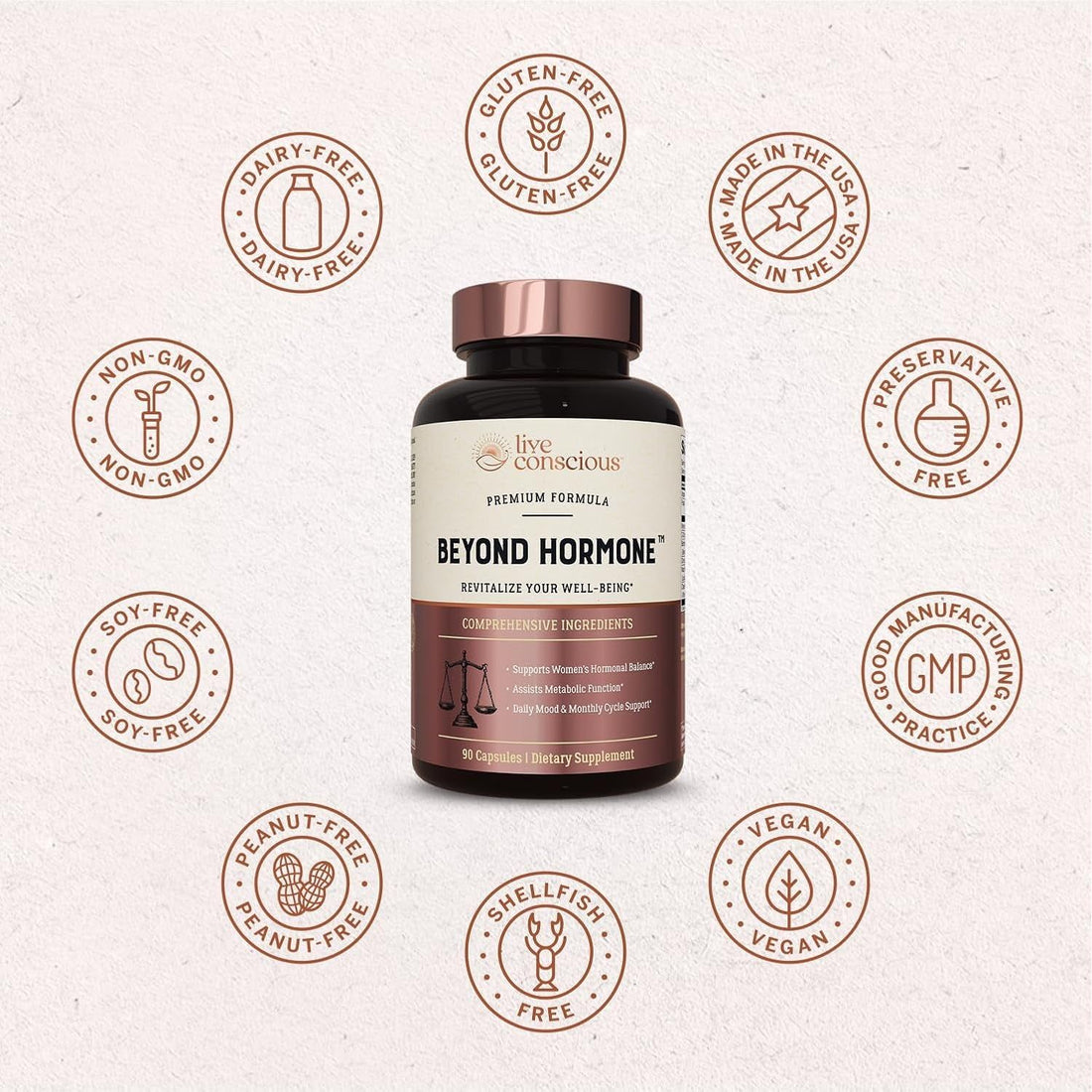 Live Conscious Beyond Hormone  90 Capsules | Natural Hormonal Balance for Women Rediscover your natural balance and vibrant energy.