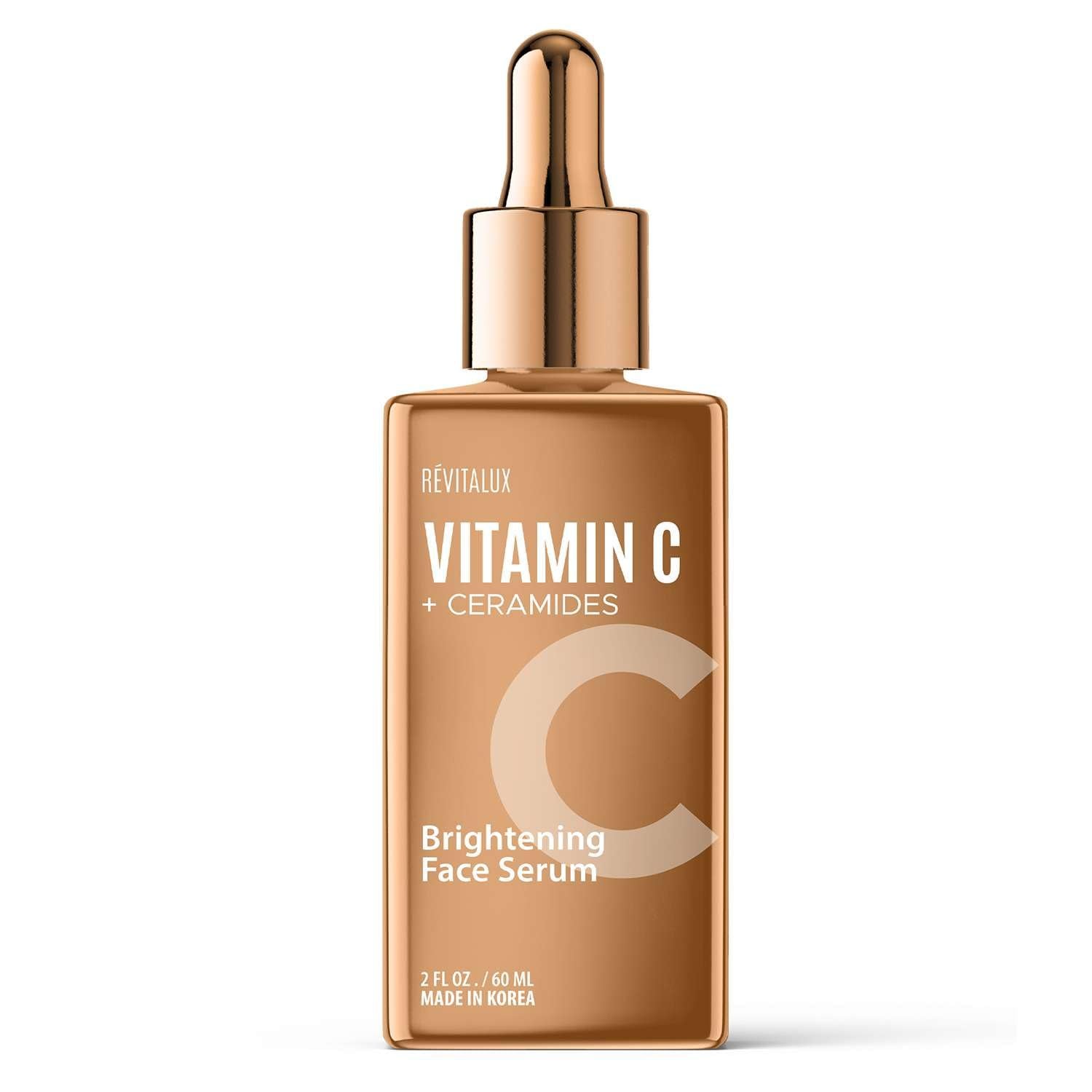 RevitaLux Vitamin C & Ceramides Brightening Face Serum & 2 fl. oz Hydrating & Anti-Aging Korean Skincare for Radiant, Smooth Skin