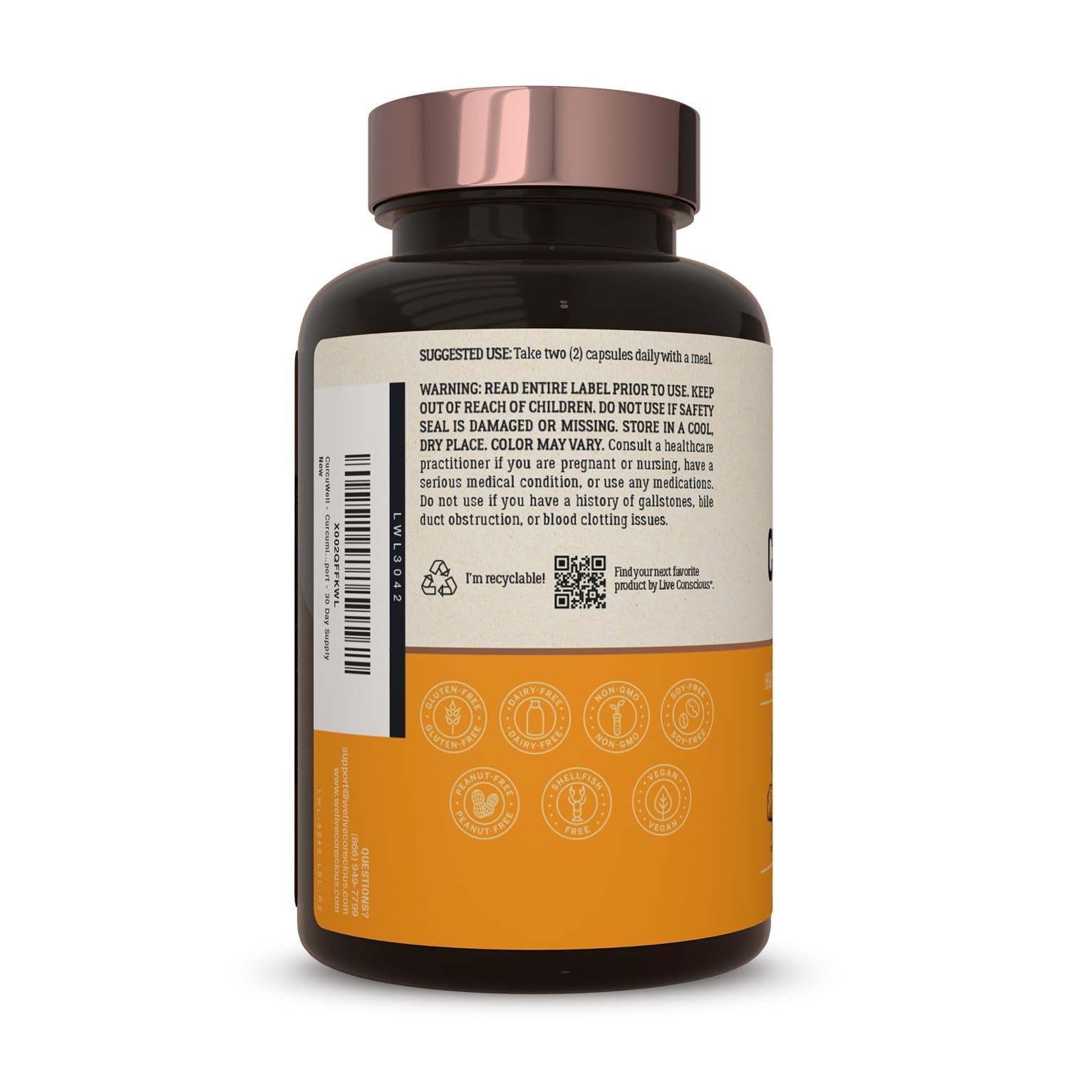 Live Conscious CURCUWELL 30 Capsules | Advanced Turmeric & Boswellia Supplement for Joint, Heart & Immune Support