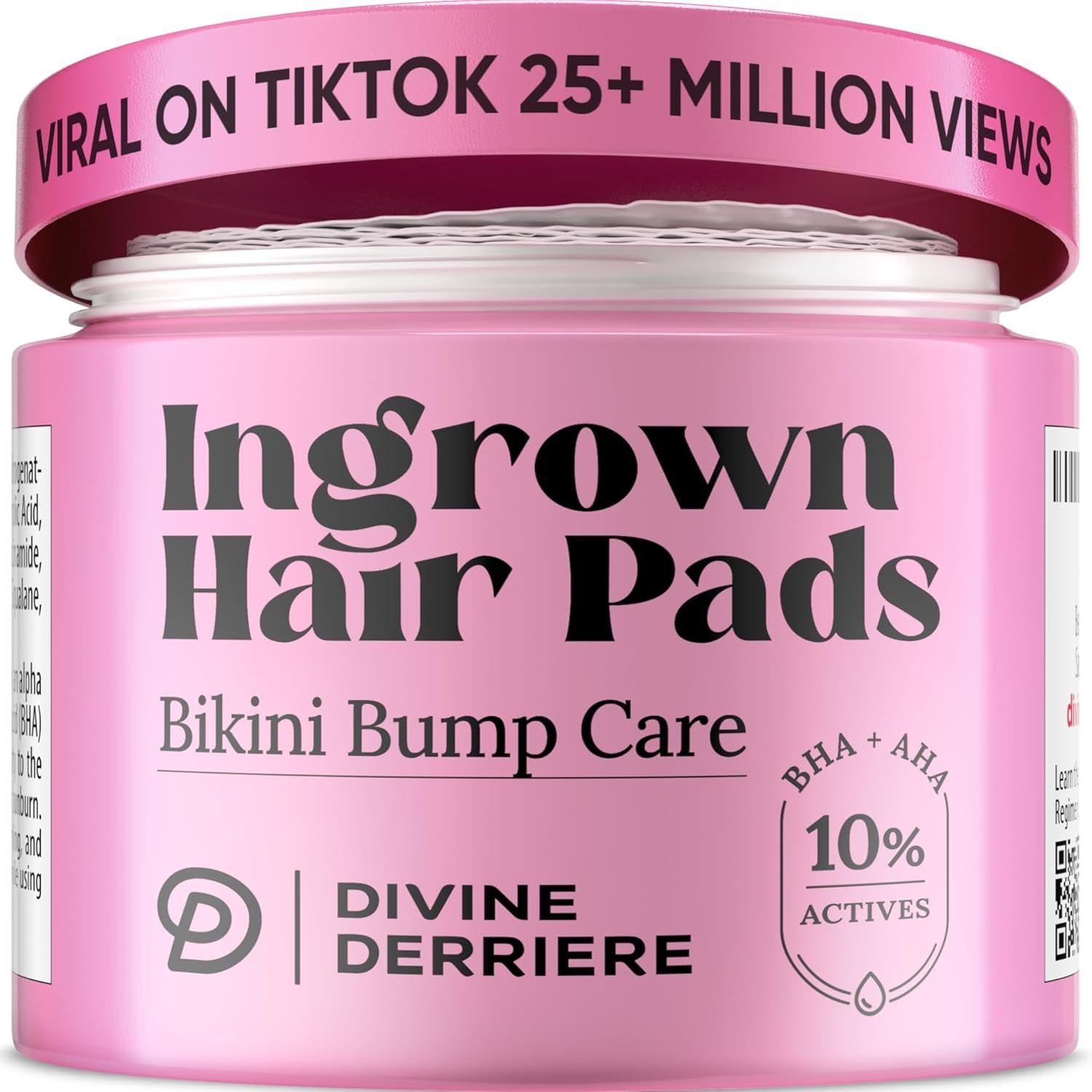 Divine Derriere Ingrown Hair Pads - 50 Pads | Exfoliating Razor Bump & Ingrown Hair Treatment