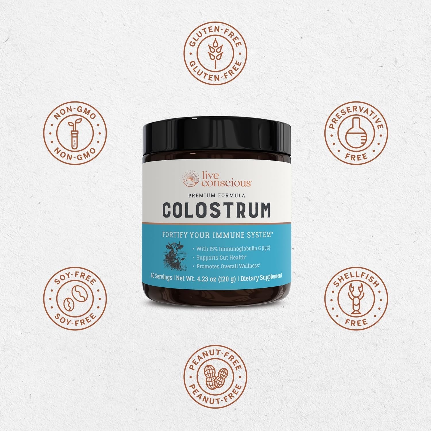 Live Conscious Colostrum Powder 120g | Immune & Gut Health Support | 60 Servings