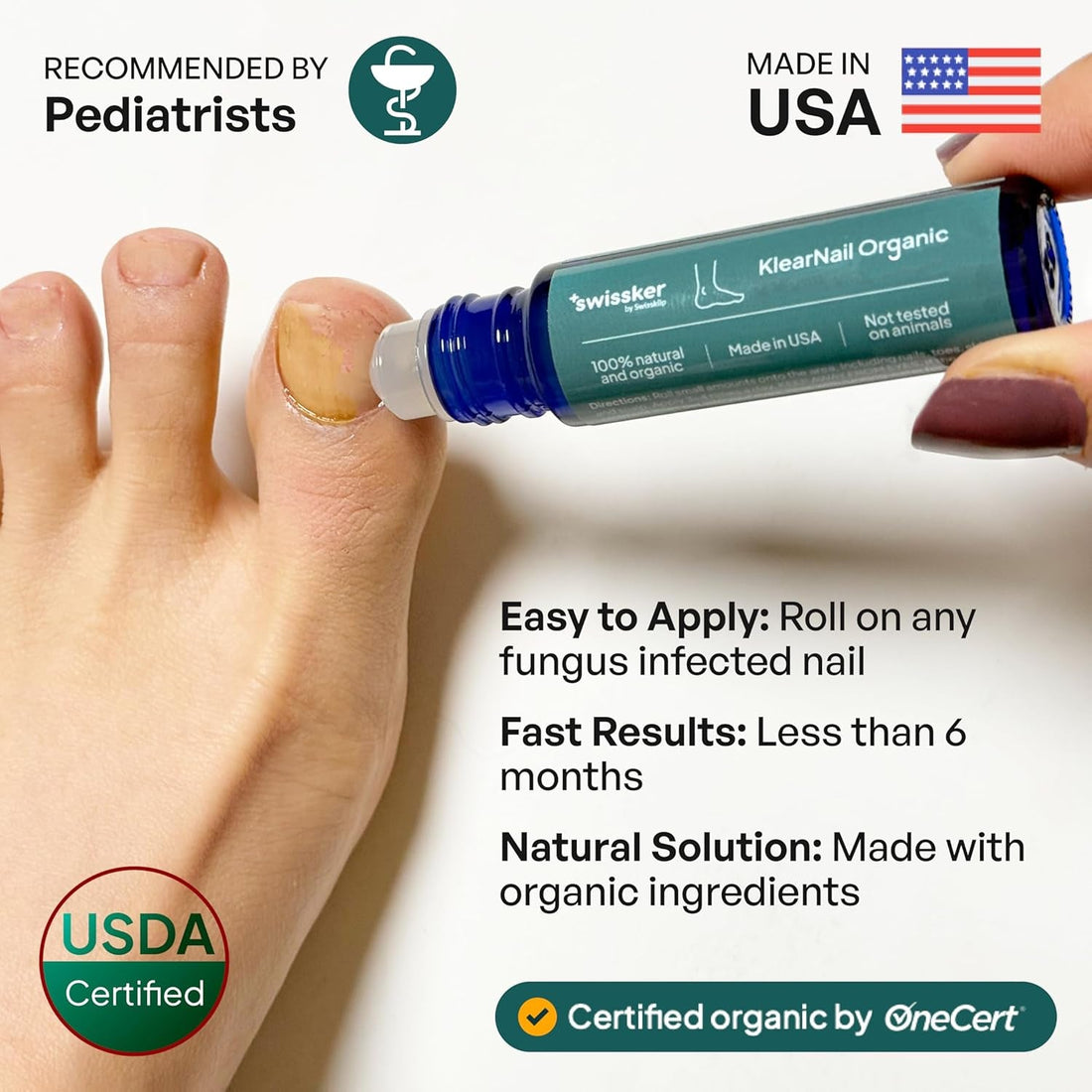 Swissklip +Swissker KlearNail Organic – 10ml | Natural Antifungal Toenail Treatment for Clearer, Healthier Nails