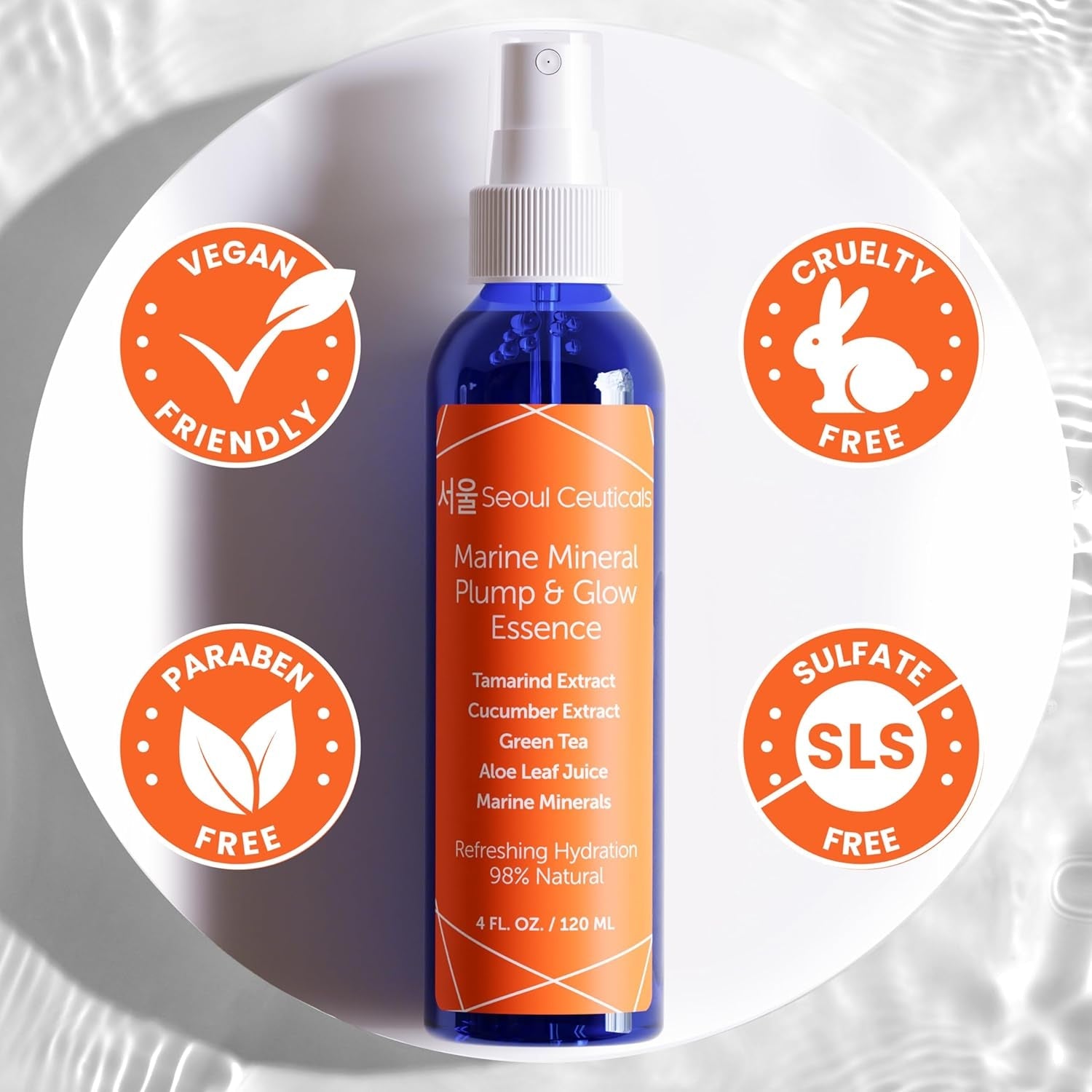 SeoulCeuticals Marine Mineral Plump & Glow Essence 120ml | Hydrating K-Beauty Essence with Aloe, Cucumber & Tamarind