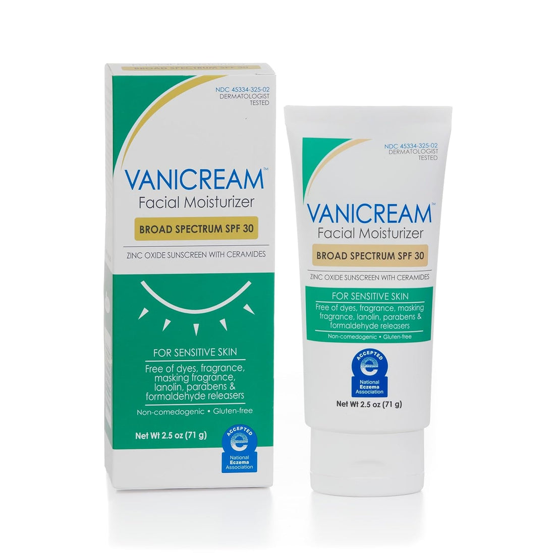 Vanicream Facial Moisturizer with SPF 30 71g | Mineral Sunscreen for Sensitive Skin with Ceramides & Zinc Oxide