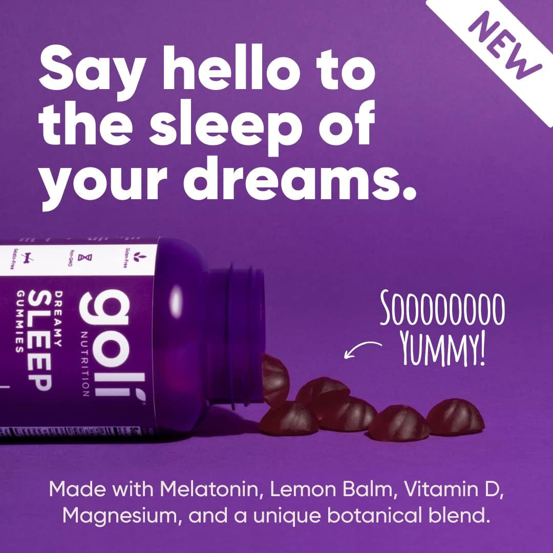 Goli Dreamy Sleep Gummies 60 Gummies | Restful Sleep Support with Melatonin, Magnesium & Lemon Balm