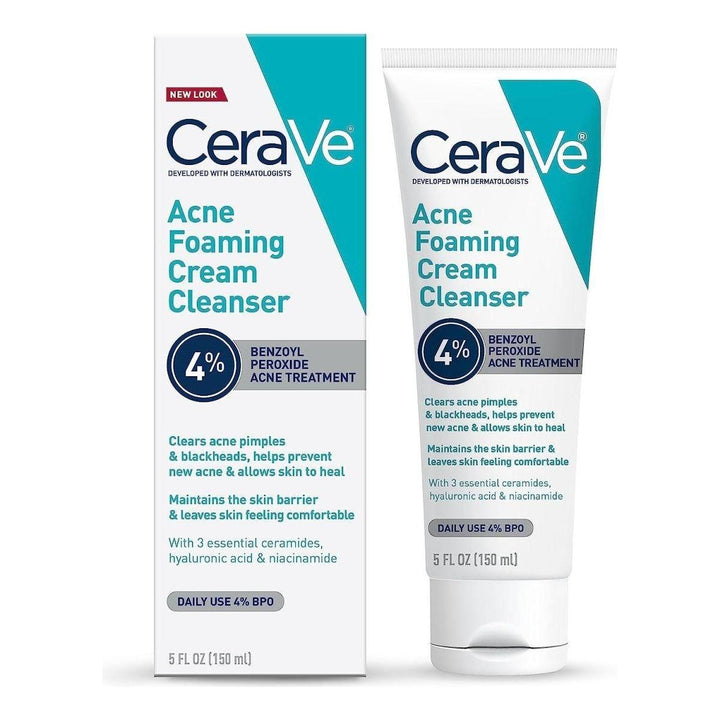 CeraVe Acne Foaming Cream Cleanser ¨C 150ml | 4% Benzoyl Peroxide Acne Treatment for Clear, Balanced Skin