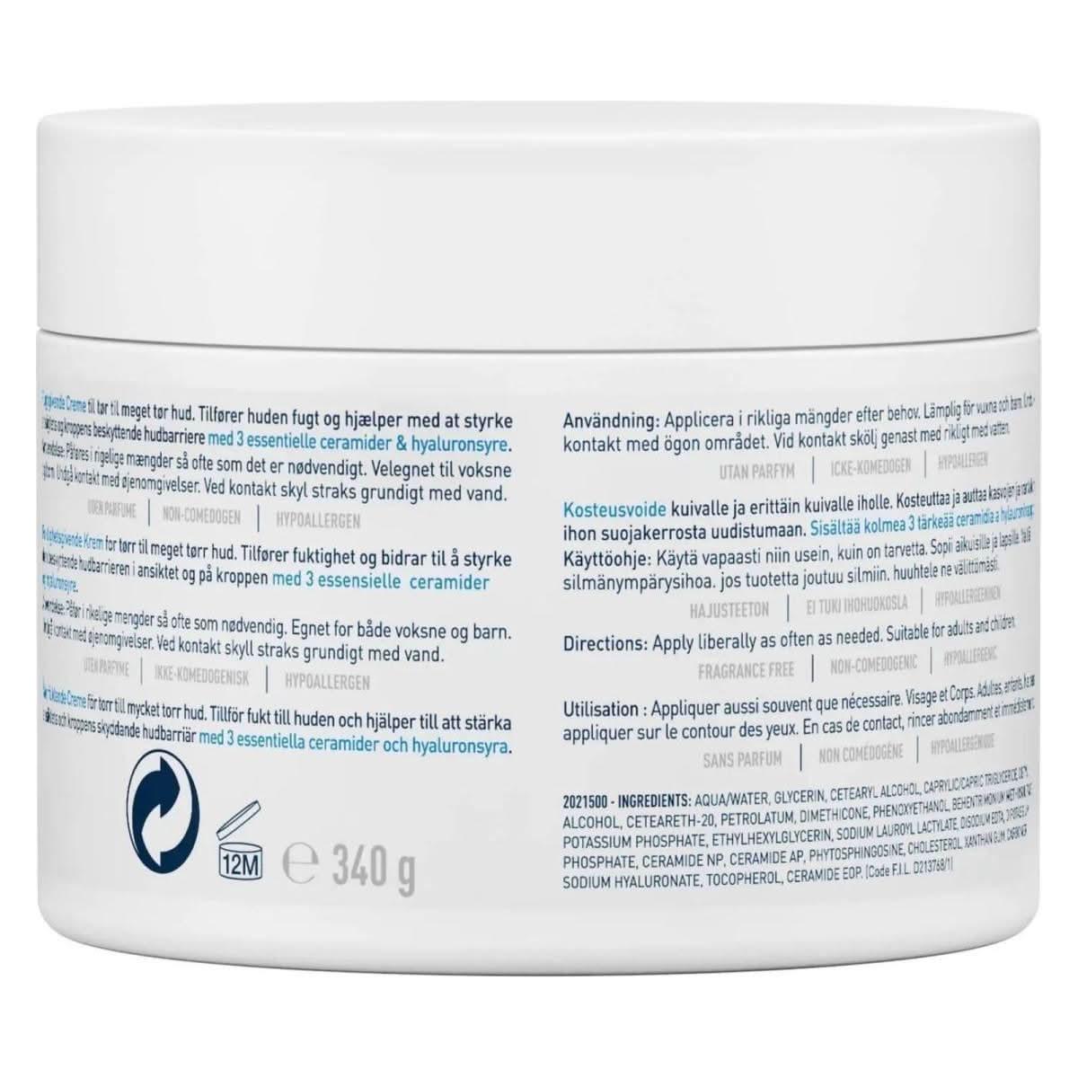 CeraVe Moisturising Cream 340g The dermatologist-loved hero for intense, 24-hour comfort. Your ultimate solution for very dry, sensitive skin.