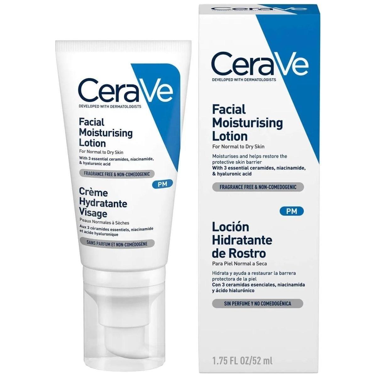 CeraVe PM Facial Moisturising Lotion 52ml | Wake up to happier, hydrated skin! The dermatologist-developed night cream for barrier repair and a calm complexion.