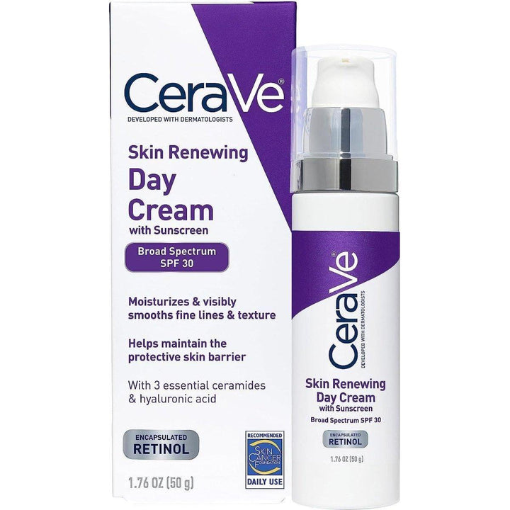 CeraVe Skin Renewing Day Cream SPF 30 50ml | Anti-Aging Retinol Moisturiser with Sun Protection