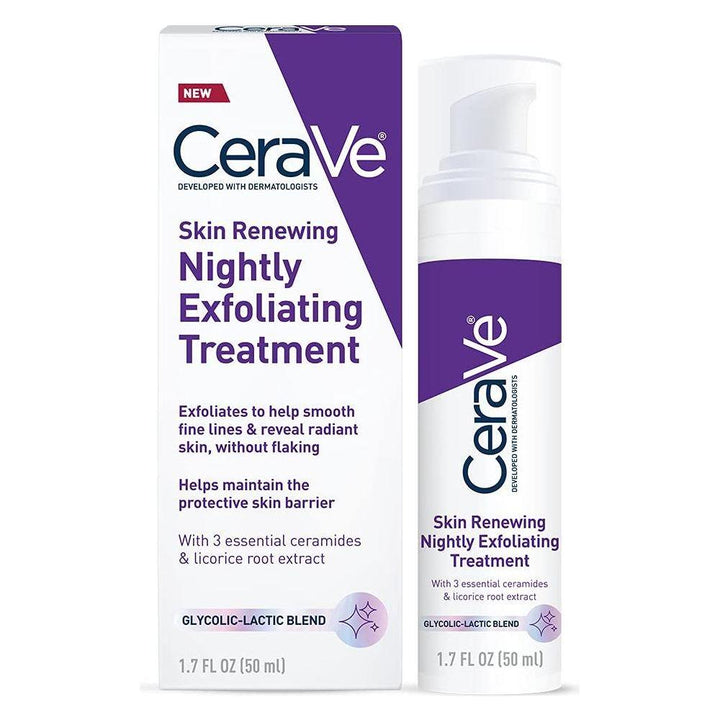 CeraVe Skin Renewing Nightly Exfoliating Treatment 50ml | AHA Serum for Smoother, Radiant Skin
