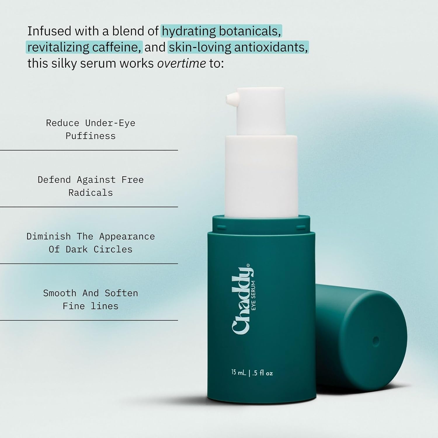 Chaddy Silky Eye Serum 15ml | Brightening, Depuffing & Hydrating Under-Eye Treatment with Caffeine & Peptides