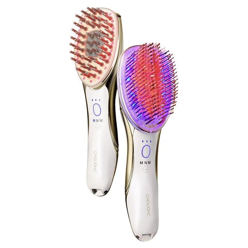 CHOUOHC Gold-Decorated Electric Massage Comb | Scalp & Hair Care with Microcurrent & LED Therapy