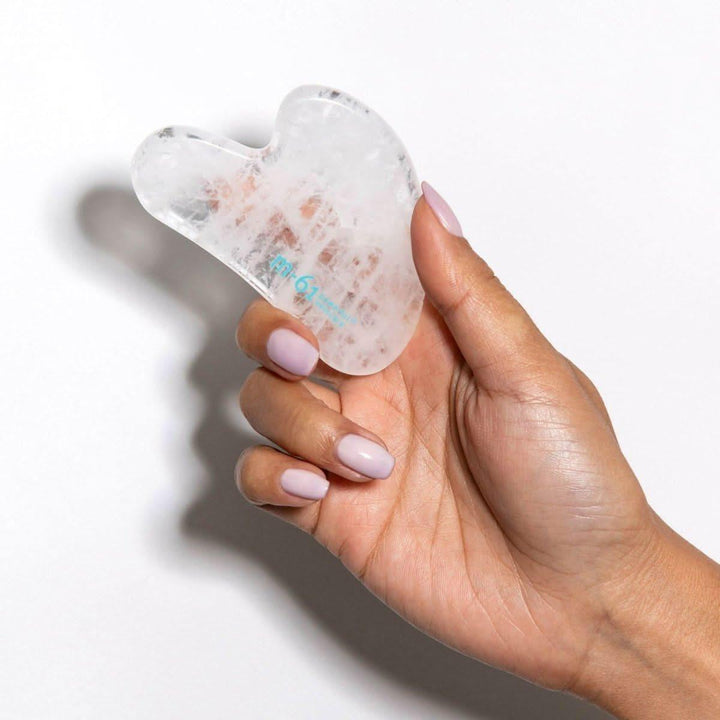 M-61 Clear Quartz Gua Sha | Natural Facial Massage Tool for Detox, Glow & Lymphatic Drainage