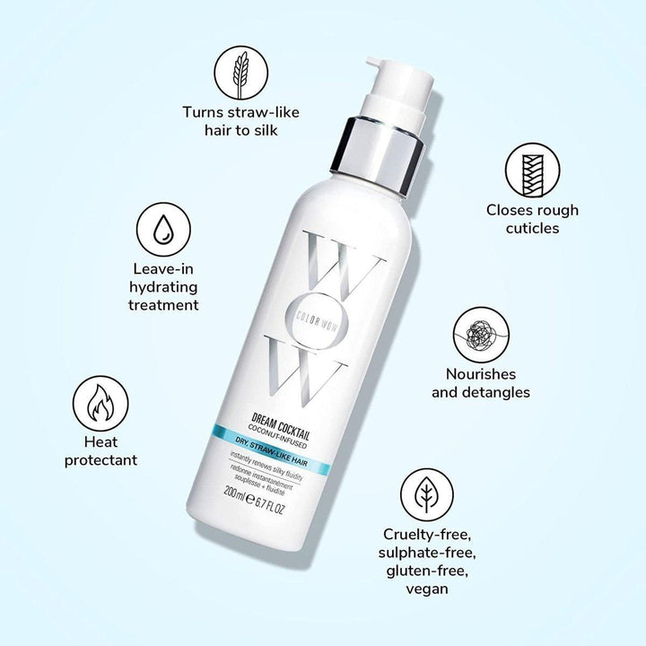 Color Wow Dream Cocktail Coconut-Infused | Heat-Activated Hydrating Leave-In Treatment