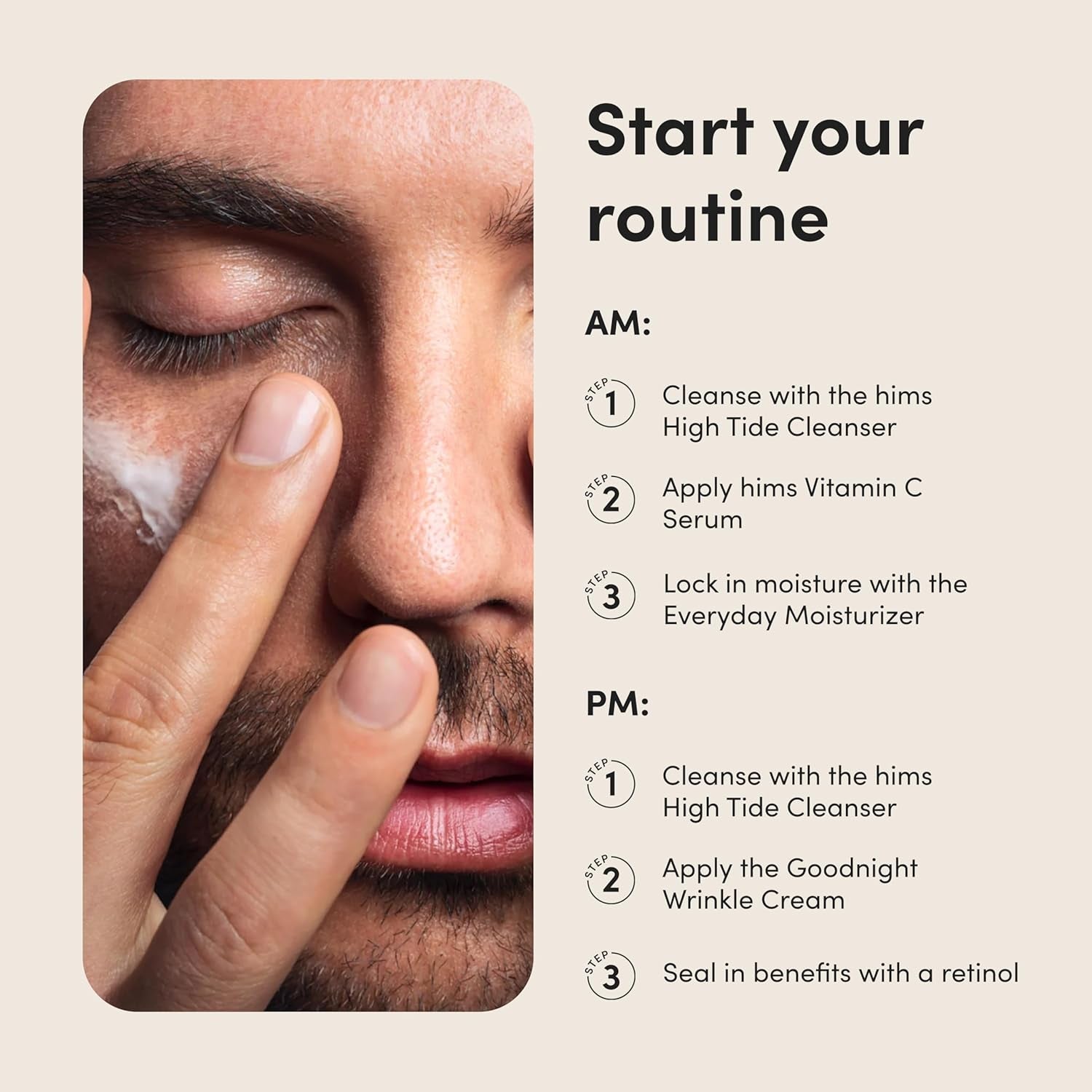 Hims Everyday Moisturizer &amp; Goodnight Wrinkle Cream Bundle& 2 x 30 ml | Hydration & Anti-Ageing Duo for Men