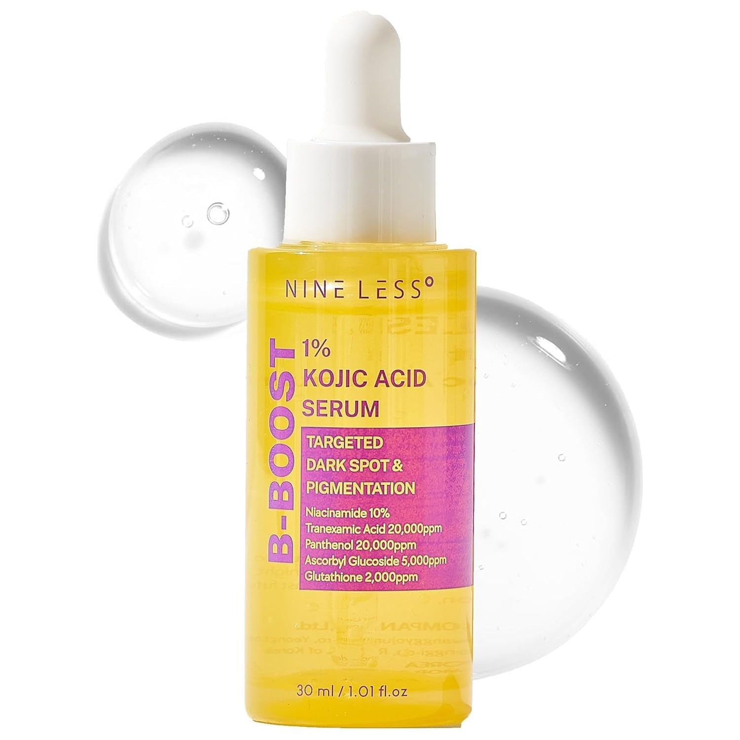 NINELESS B-Boost 1% Kojic Acid Serum – 30ml | Brightening & Pigment-Correcting Serum with Niacinamide, Tranexamic Acid &amp; Peptides