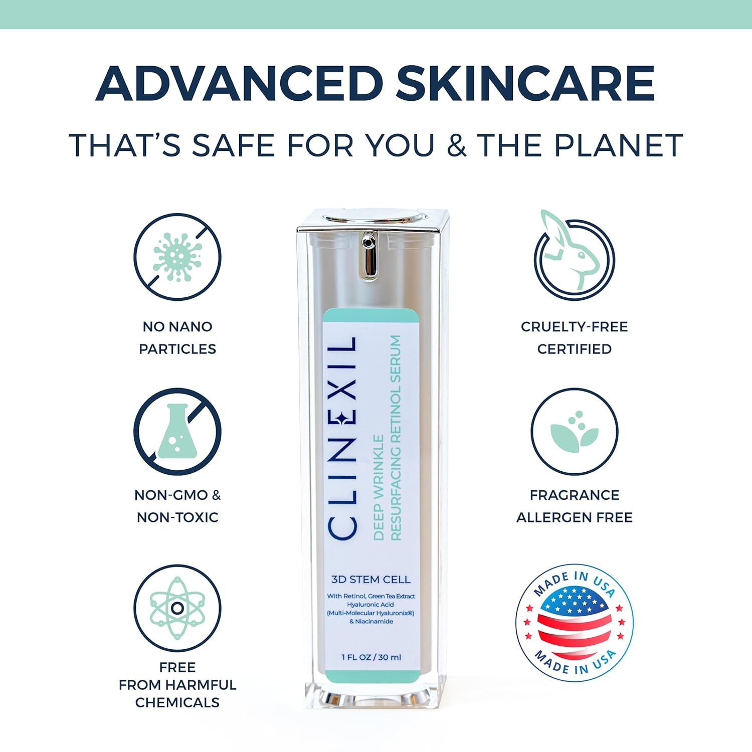 Clinexil Deep Wrinkle Resurfacing Retinol Serum – 30ml | 1% Dual Retinol for Smoother, Firmer & Brighter Skin