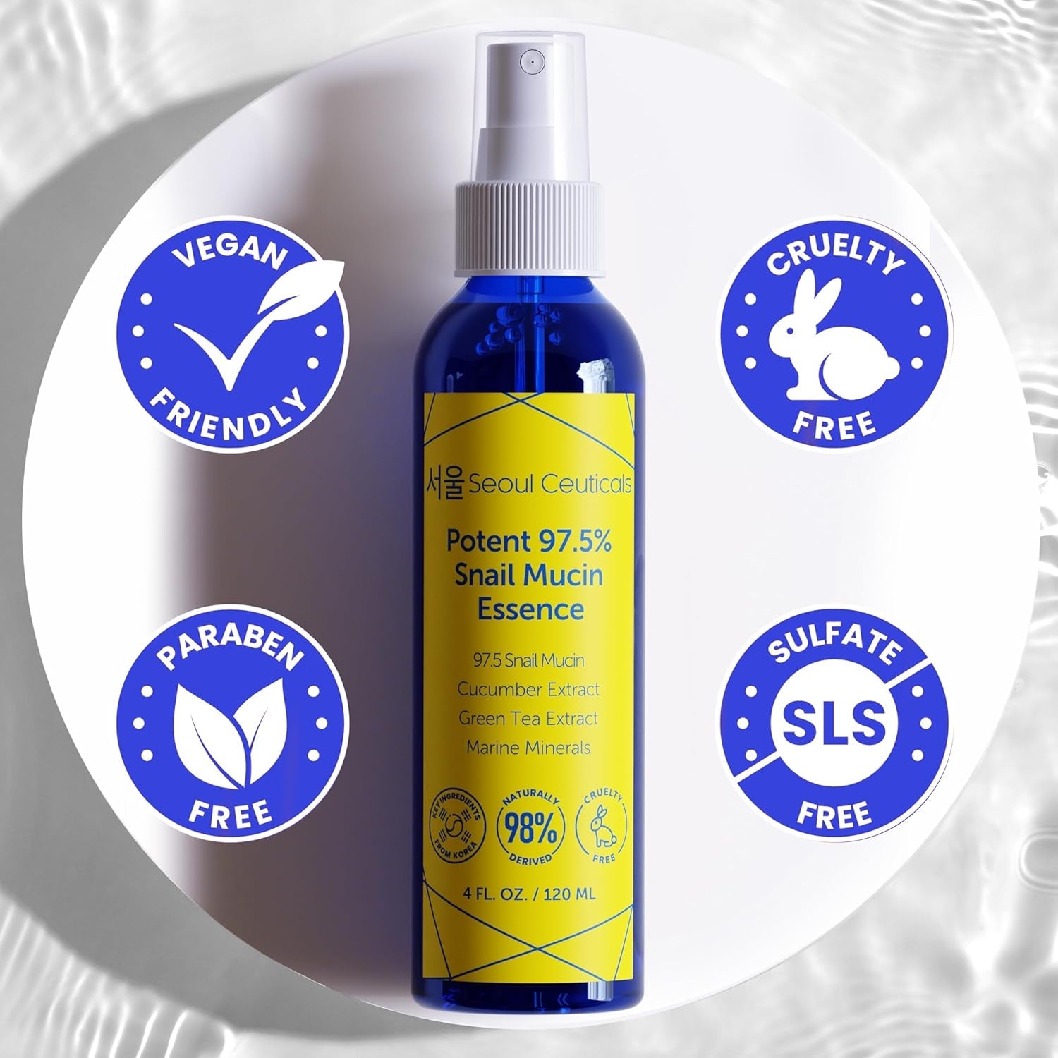 SeoulCeuticals Potent 97.5% Snail Mucin Essence 120ml | Hydrating & Anti-Aging K-Beauty Mist