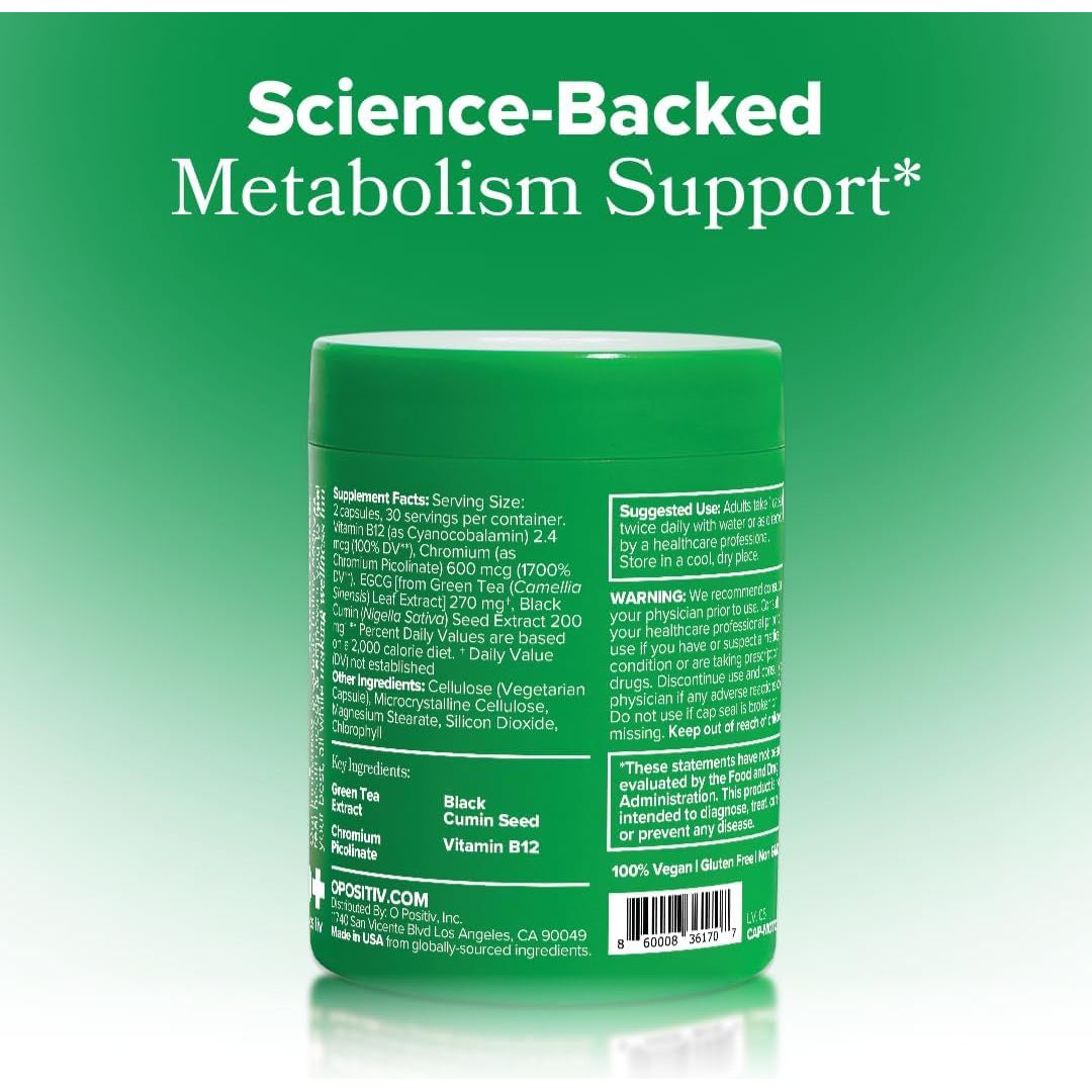 O Positiv MOTO Women's Metabolism Support & 60 Vegan Capsules The Science-Backed Metabolic Boost for Sustainable Energy & Appetite Control